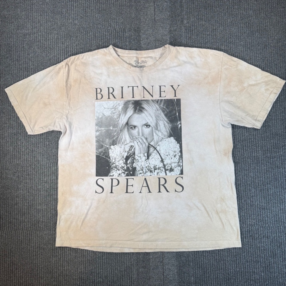 Britney Spears Graphic T-Shirt XL Tan Tie Dye 2022 Official Merch Portrait Tee